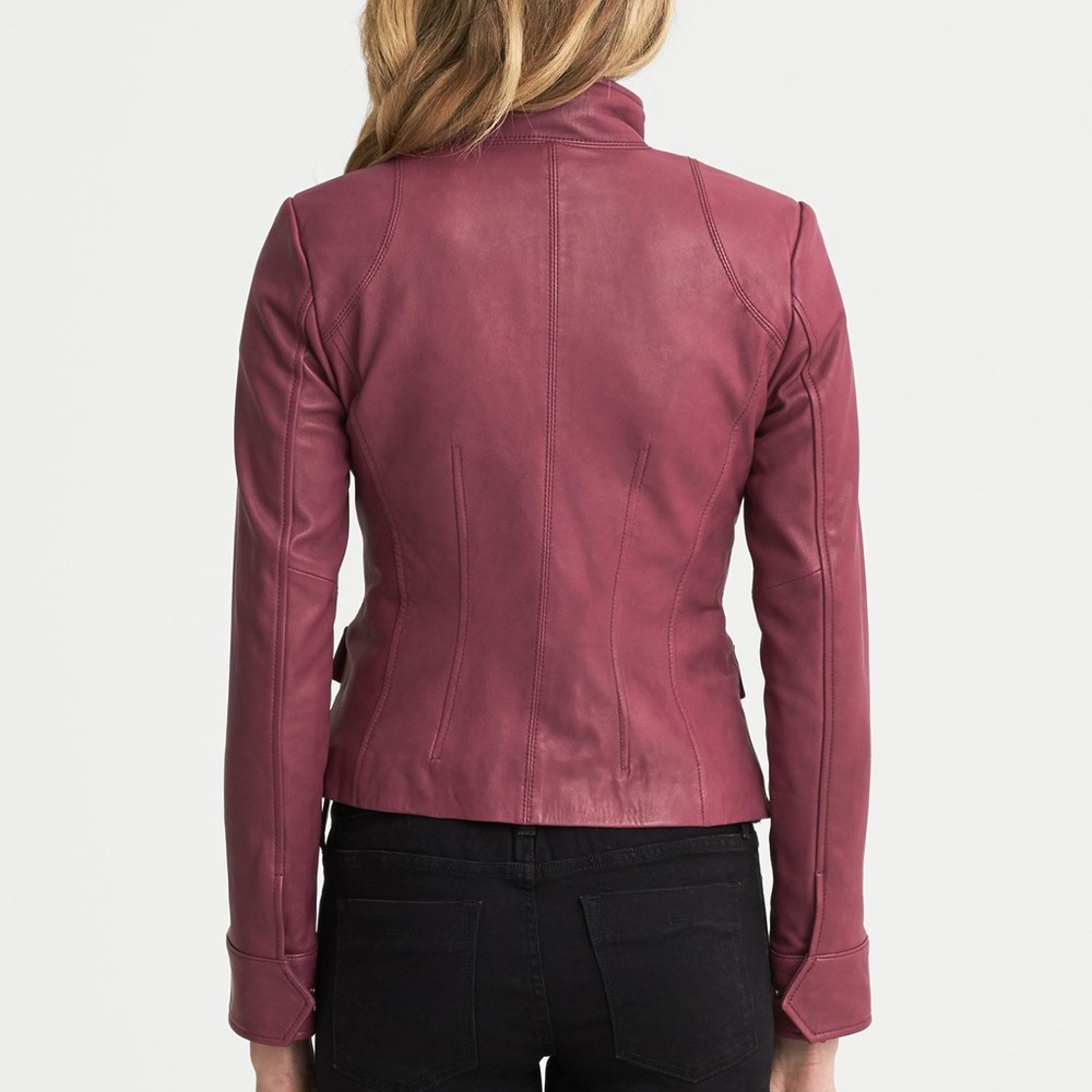 Banana Republic Burgundy Leather Jacket in XS - Picture 2 of 16